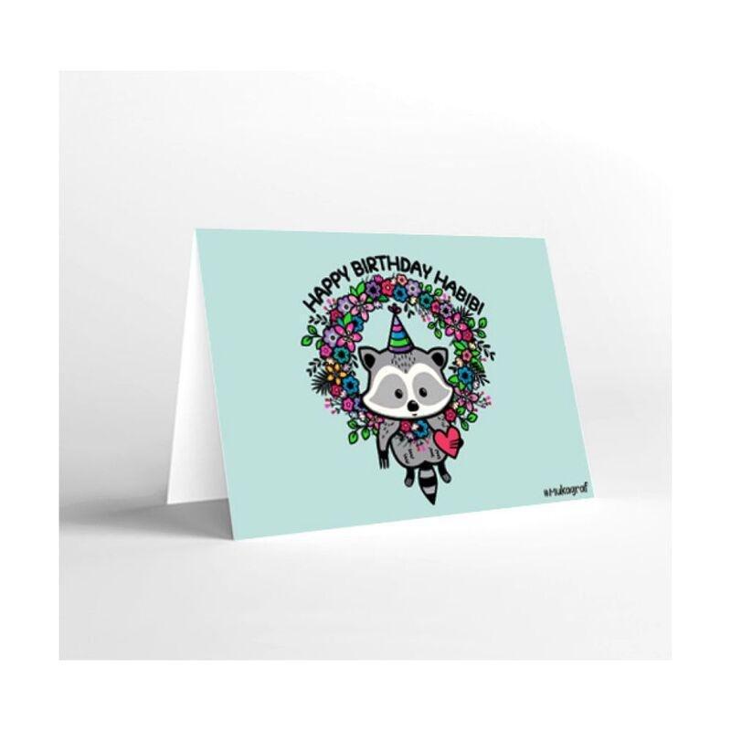 Mukagraf Mini Happy Birthday Habibi Greeting Card(11X8Cm), , medium