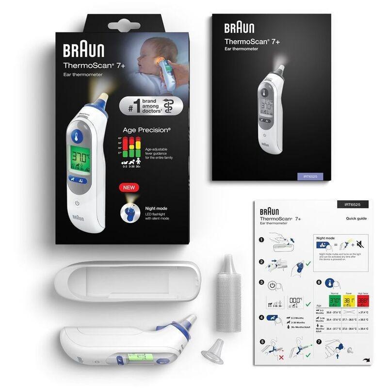 Braun IRT 6525 ThermoScan 7+ with Age Precision and Night mode - White, , large image number 2