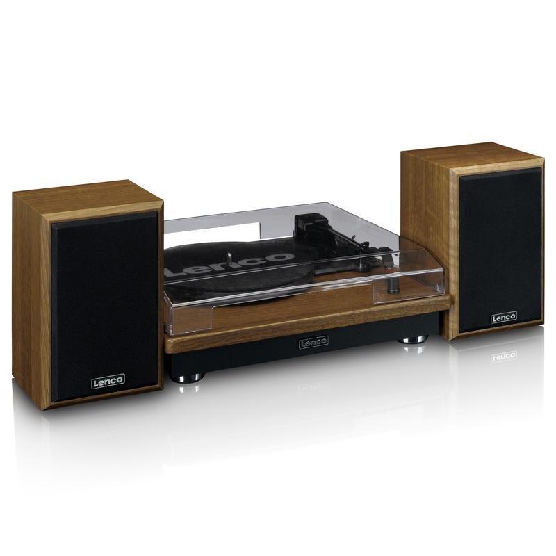 Lenco LS-100WD UK Turntable With Built-In Speakers - Wood, , large image number 1
