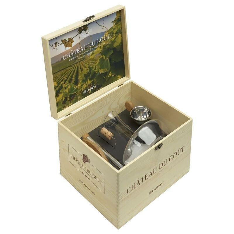 Legnoart Chateau Du Gout Decanter Set In Crystal & Oak, , large image number 2
