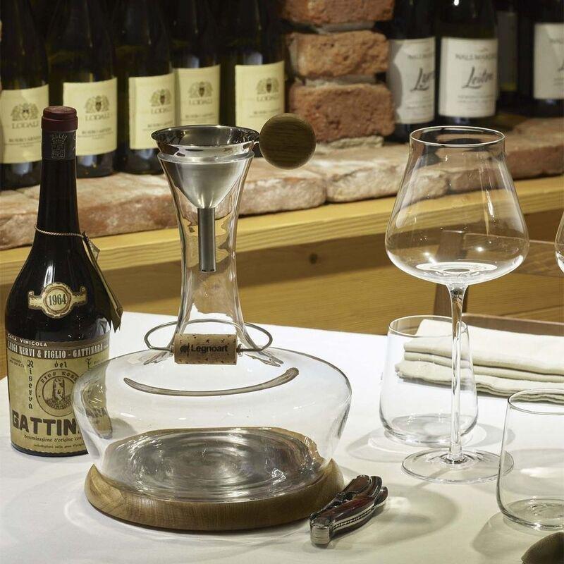 Legnoart Chateau Du Gout Decanter Set In Crystal & Oak, , large image number 4