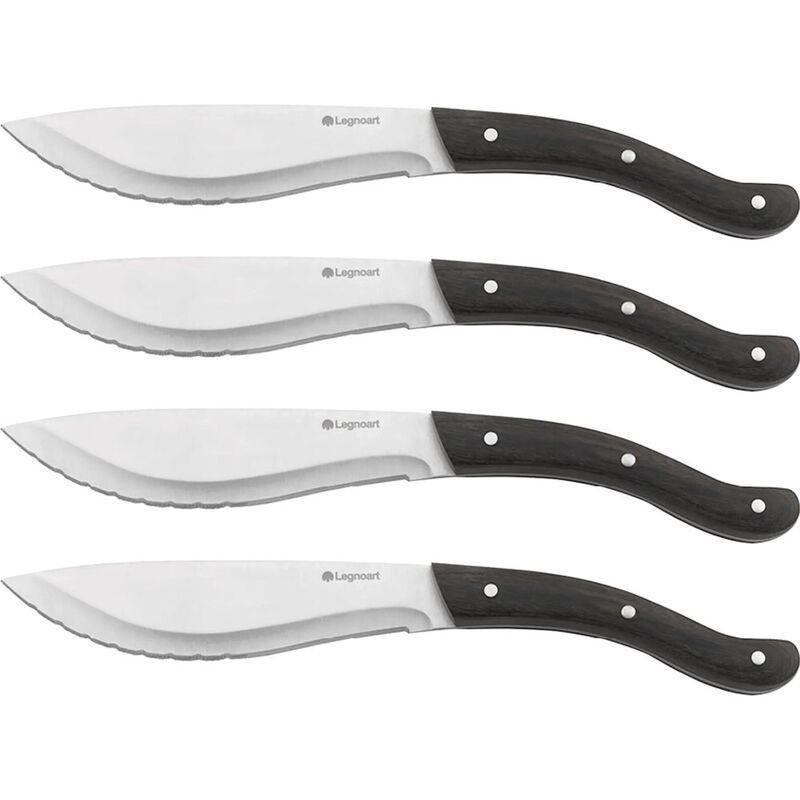 Legnoart Tomahawk Steak Knife Set With 4 Pcs Dark Handle, , medium