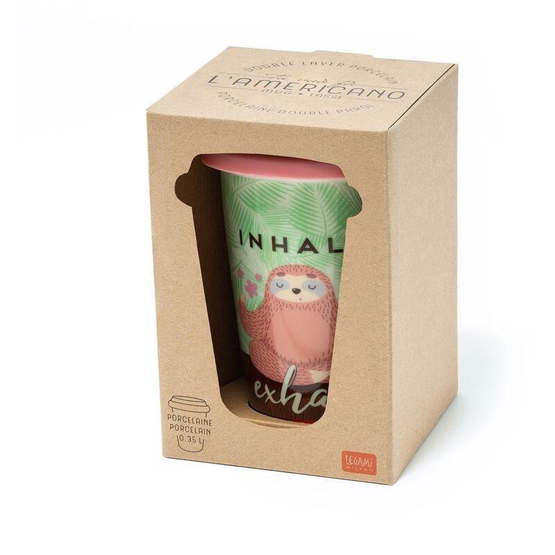 Legami Tu Vuo Fa L'Americano Porcelain Travel Mug 300 ml - Sloth, , large image number 2