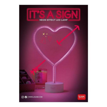 LEGAMI - Legami Neon Effect LED Lamp - It's a Sign - Heart