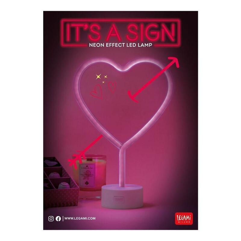 Legami Neon Effect LED Lamp - It's a Sign - Heart, , medium