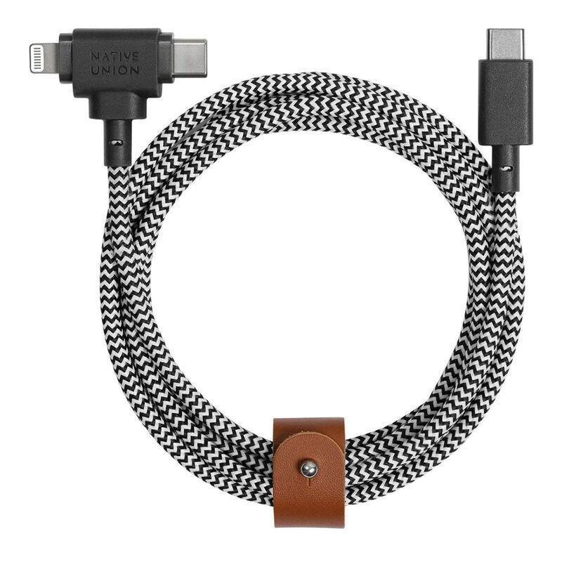 Native Union Belt 1.8m Cable - Duo USB-C to C + Lightining - Zebra, , large image number 0