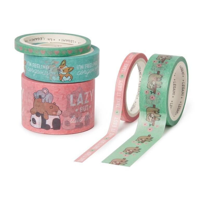 Legami Tape By Kit - Set of 5 Paper Sticky Tapes - Cute Animals, , medium