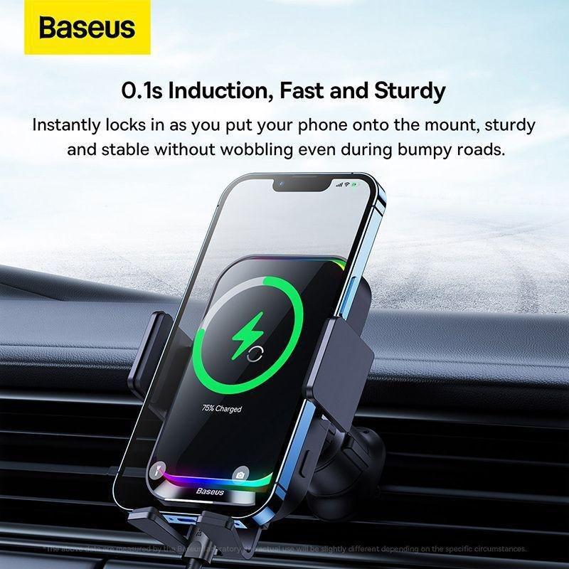 Baseus Halo Electric Wireless Charging Car Mount 15W - Black, , large image number 3