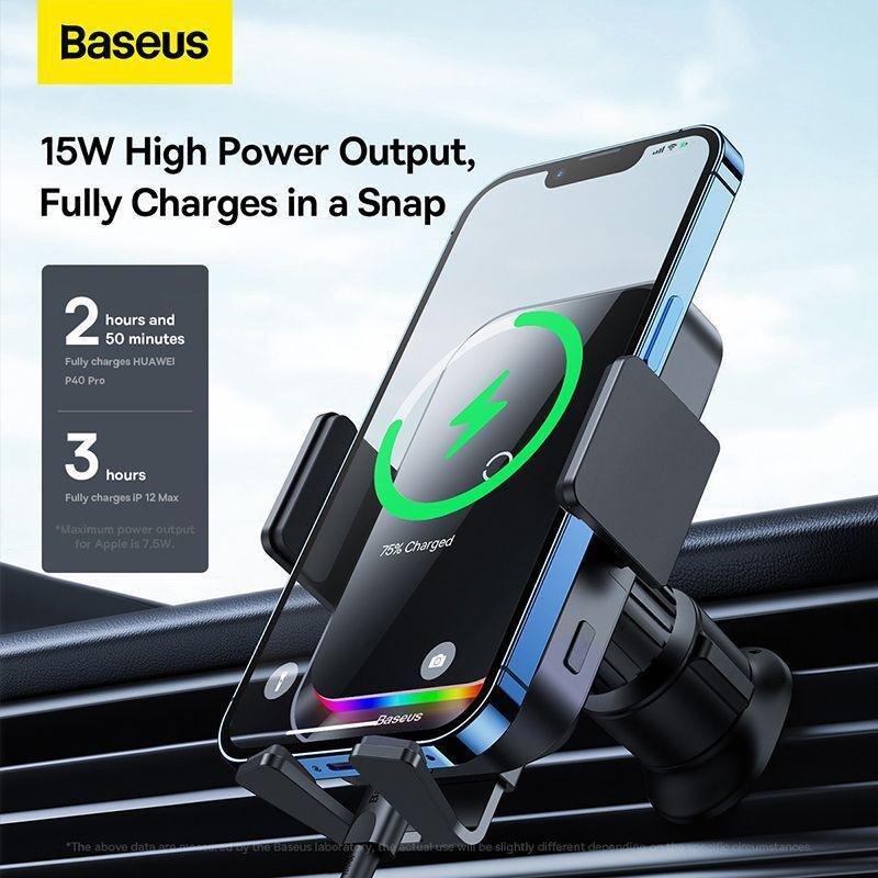 Baseus Halo Electric Wireless Charging Car Mount 15W - Black, , large image number 5