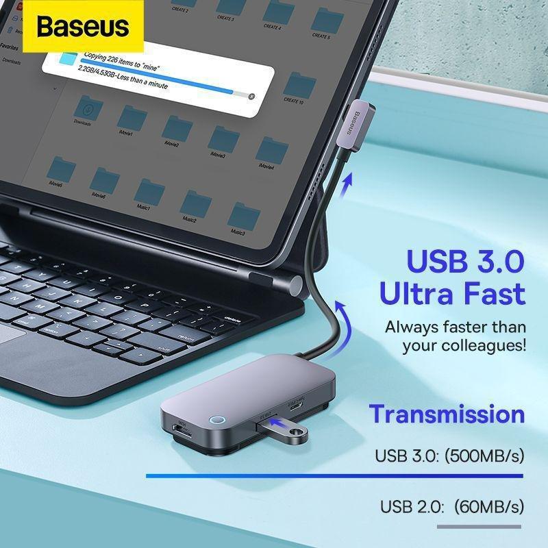 BASEUS - Baseus PadJoy 6-Port Type-C HUB Adapter - Dark Gray