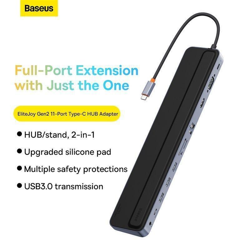 Baseus EliteJoy Gen2 11-Port Type-C HUB Adapter - Dark Gray, , large image number 1