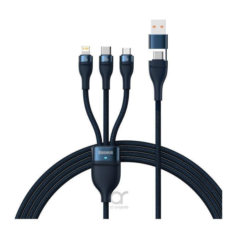 Baseus Flash Series 2 3-in-1 USB Charging Cable USB-C/Micro USB/Lightning 100W 1.2m - Blue, , large image number 0