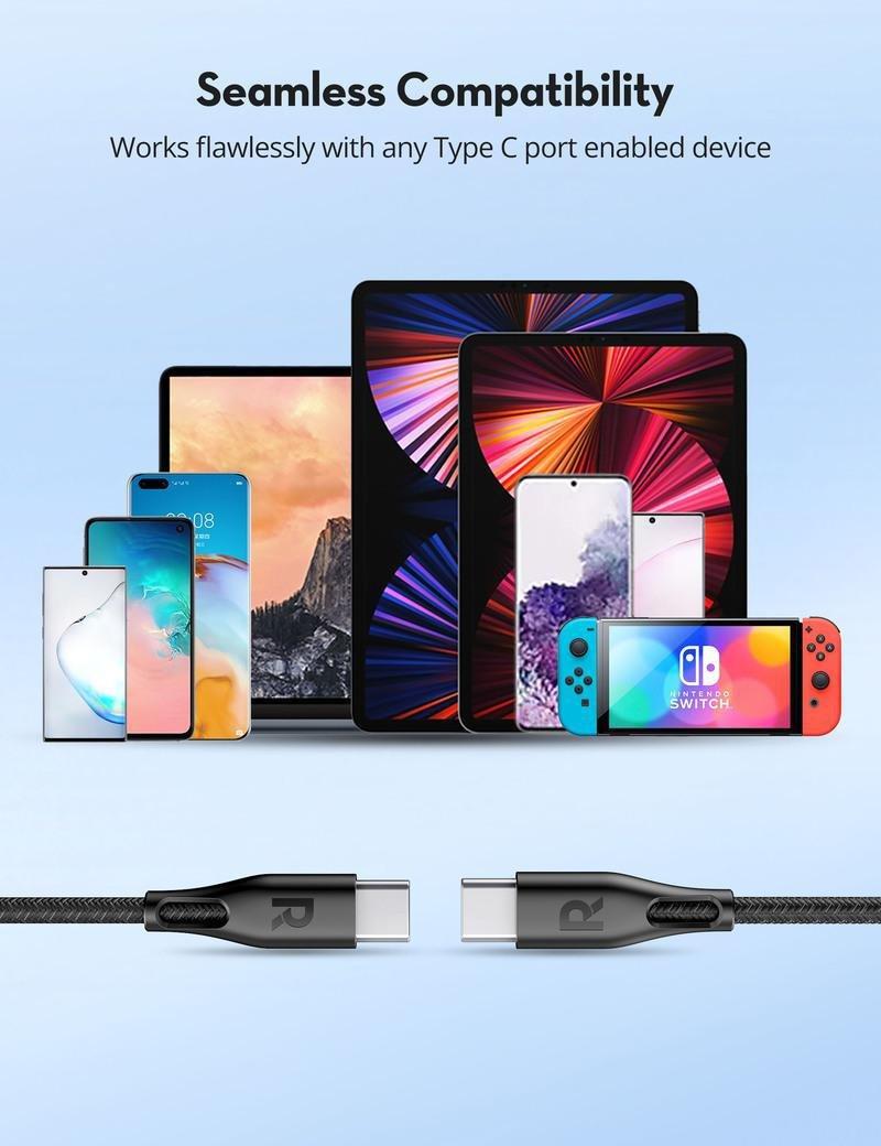 RAVPower Fast Charging 60W Type-C Cable 2m, , large image number 5