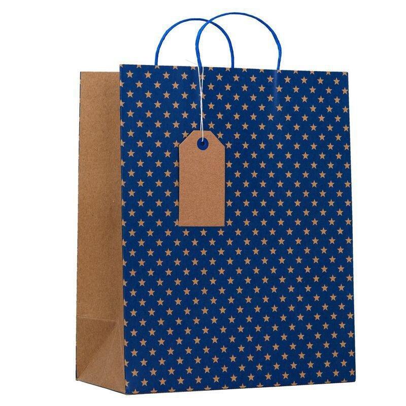 Design By Violet Kraft Navy Star Large Gift Bag (26.5 x 33cm), , large image number 0