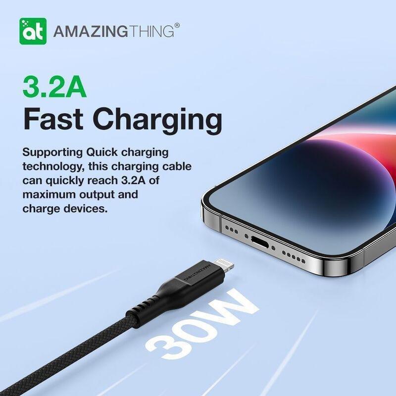 Amazing Thing Thunder Pro Lightning To USB-C 3.2A 30W 1.1m Cable - Black, , large image number 5