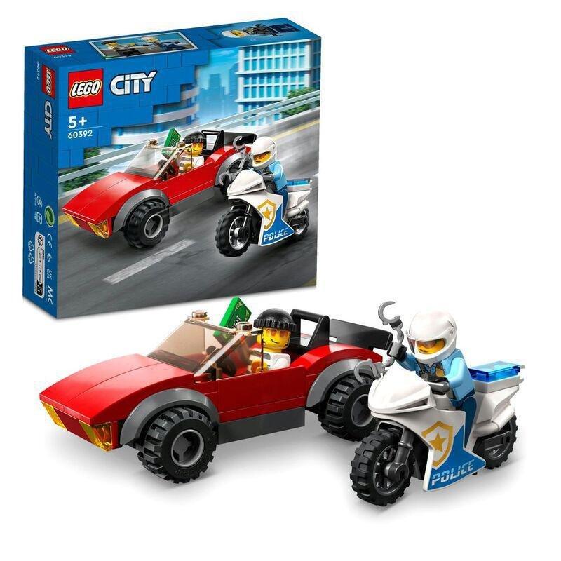 LEGO City Police Bike Car Chase Building Toy Set 60392 (59 Pieces), , large image number 0