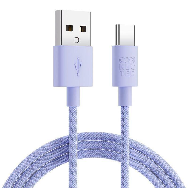 CONNECTED - Connected FAST3 USB-A To USB-C Braided Charging Cable 1.2m - Purple
