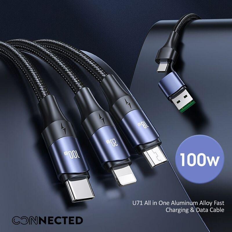 Connected Cuatro-Dous 6-in-1 Braided Charging Cable 100W Super Fast Charging, , large image number 1