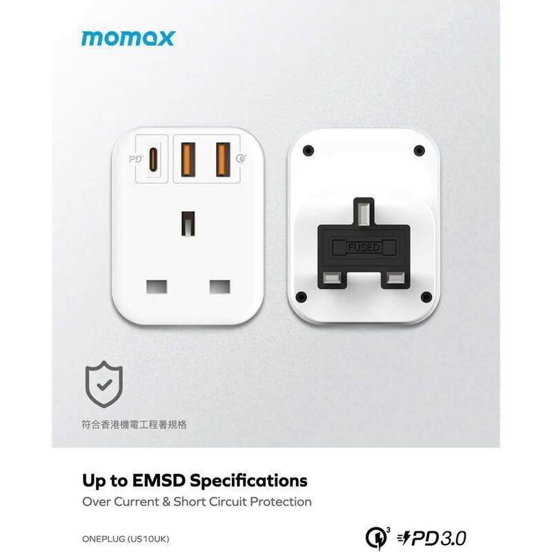 Momax OnePlug Extension Socket with USB (US10UK) - Black, , large image number 2
