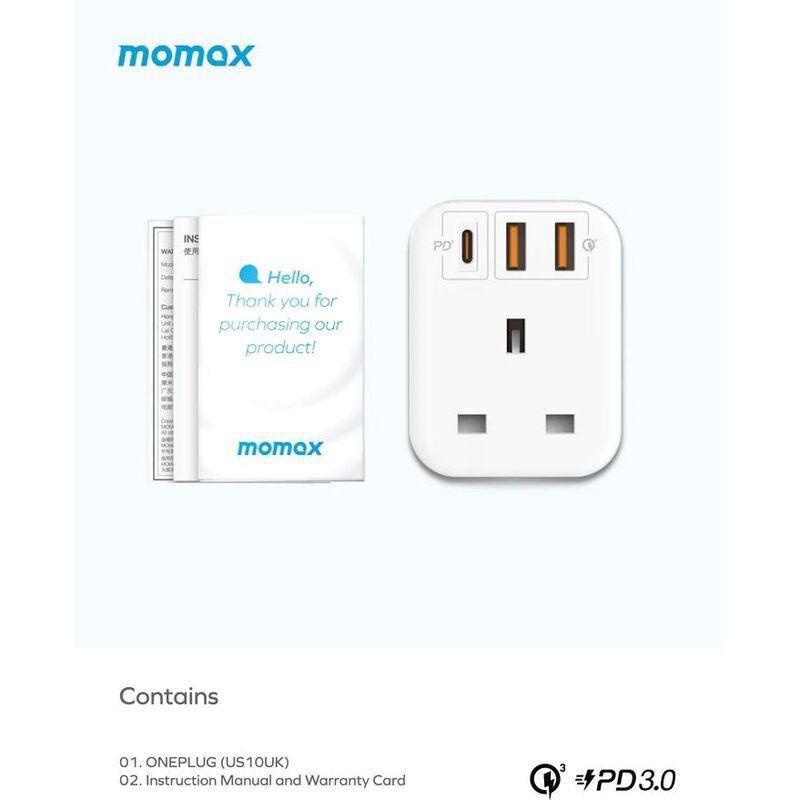 Momax OnePlug Extension Socket with USB (US10UK) - White, , large image number 3