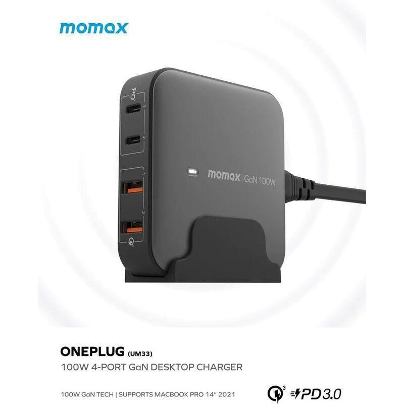 MOMAX - Momax Oneplug 100W 4-Port GaN Desktop Charger - Black