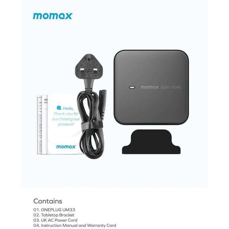 MOMAX - Momax Oneplug 100W 4-Port GaN Desktop Charger - Black