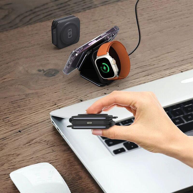 Baykron Premium Trio Folding Charger 3-in-1 Magnetic Wireless MagSafe + USB-C to USB-C Cable 1.2m - Black, , large image number 3