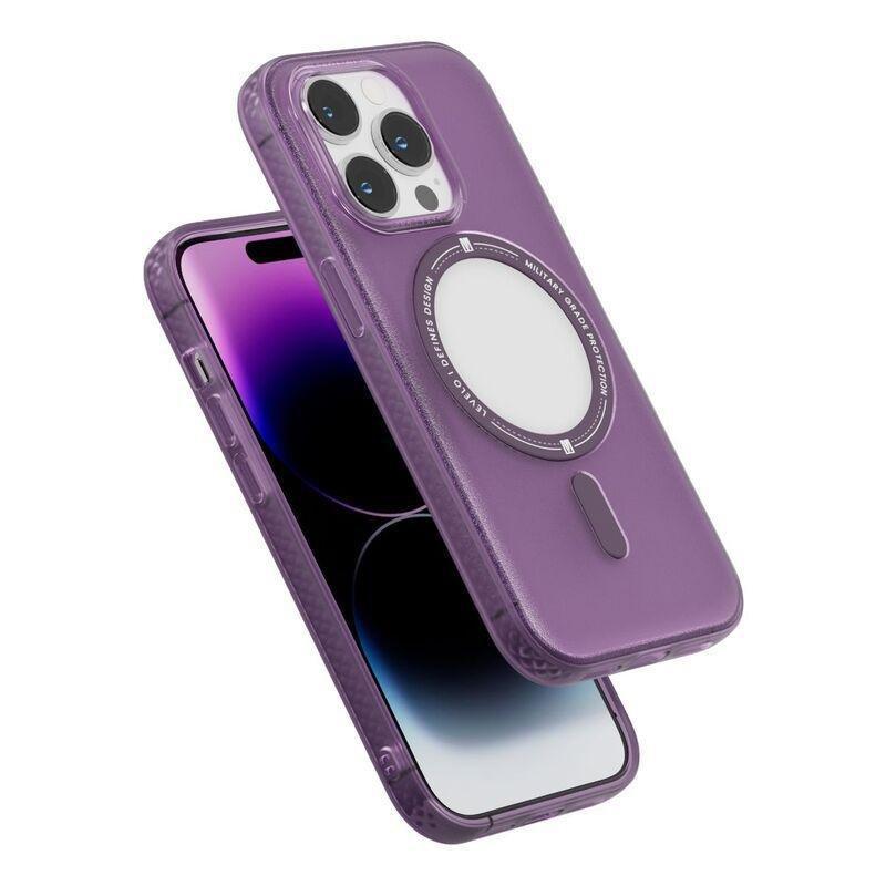 LEVELO - Levelo William MagSafe Case for iPhone 14 Pro - Deep Purple