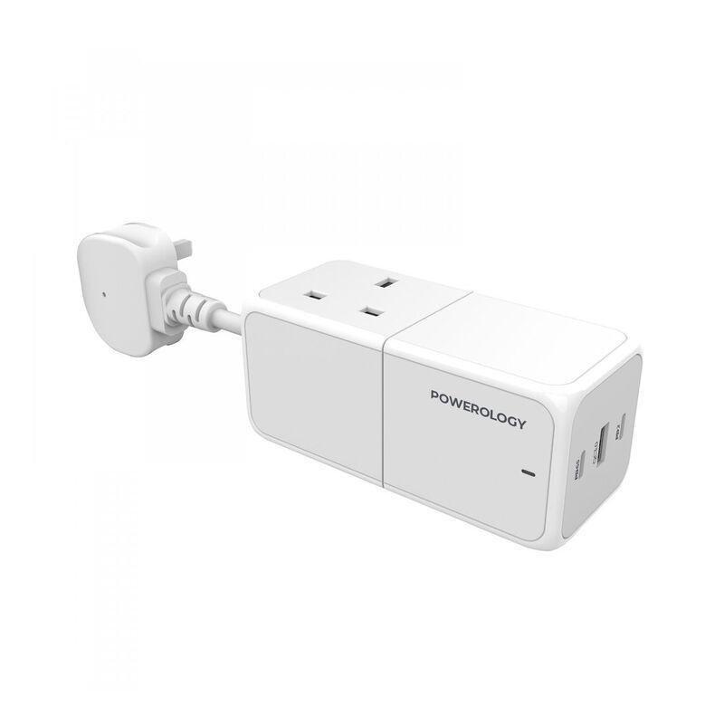 Powerology 65W Power Strip With Dual Power Sockets - White, , medium