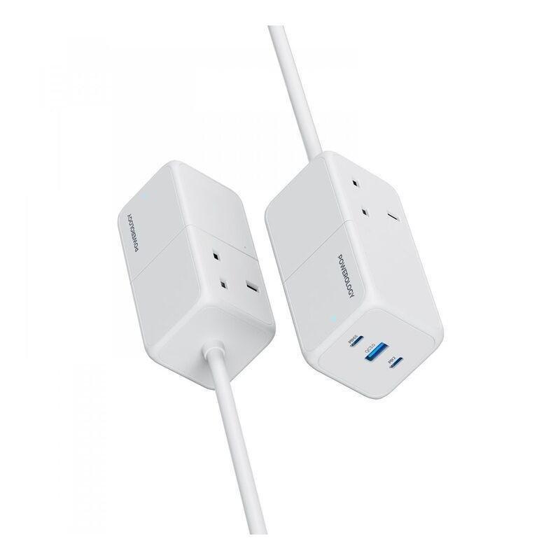 Powerology 65W Power Strip With Dual Power Sockets - White, , large image number 2