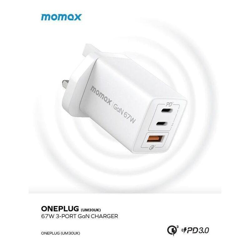 Momax OnePlug 67W 3-Port GaN Charger - White, , large image number 2