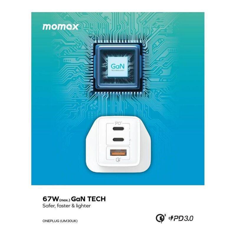 Momax OnePlug 67W 3-Port GaN Charger - White, , large image number 3