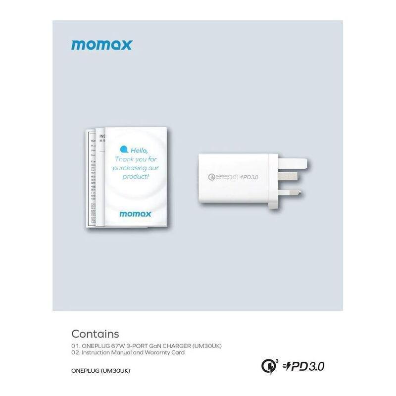 Momax OnePlug 67W 3-Port GaN Charger - White, , large image number 5