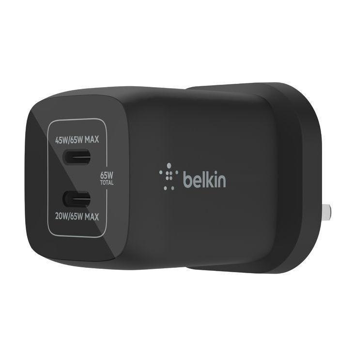 BELKIN - Belkin BoostCharge Pro Dual USB-C Gan Wall Charger with PPS 65W - Black