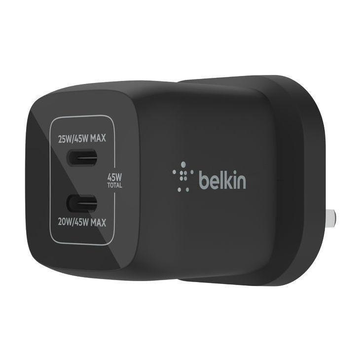 Belkin BoostCharge Pro Dual USB-C Gan Wall Charger with PPS 45W - White, , large image number 0