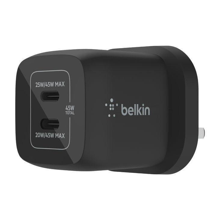 BELKIN - Belkin BoostCharge Pro Dual USB-C Gan Wall Charger with PPS 45W - White