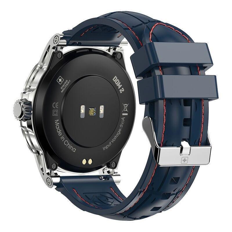 SWISS MILITARY - Swiss Military Dom 2 Smartwatch - Silver Frame/Blue Silicon Strap