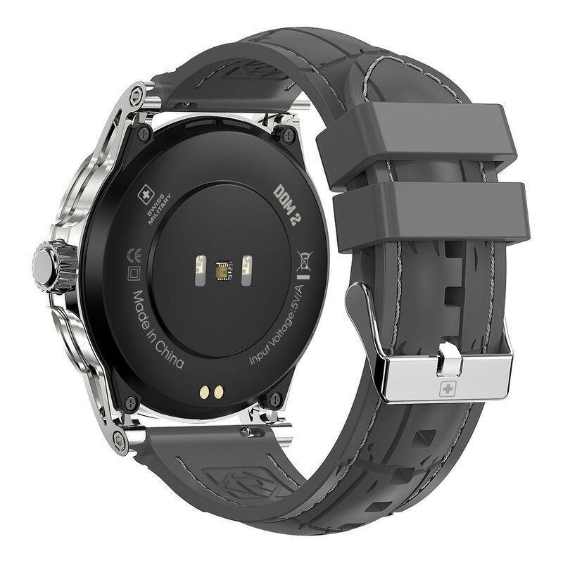 SWISS MILITARY - Swiss Military Dom 2 Smartwatch - Silver Frame/Grey Silicon Strap