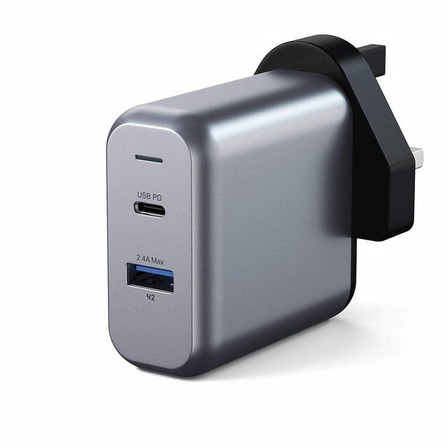 SATECHI - Satechi Wall Charger Dual Port 30W PD USB-C + USB-A UK Space Grey
