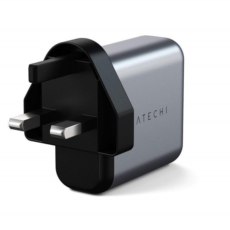 Satechi Wall Charger Dual Port 30W PD USB-C + USB-A UK Space Grey, , large image number 1