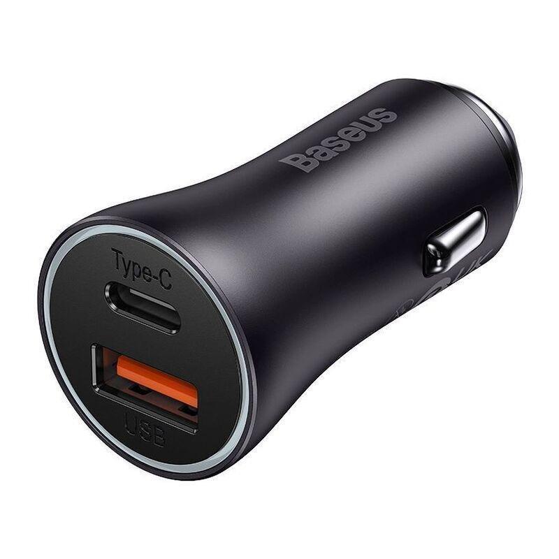 Baseus Golden Contactor Max Dual Fast Charger Car Charger USB-A + USB-C 60W - Dark Gray, , medium
