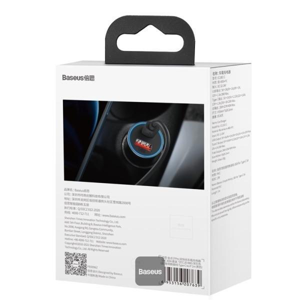 Baseus Golden Contactor Max Dual Fast Charger Car Charger USB-A + USB-C 60W - Dark Gray, , large image number 2
