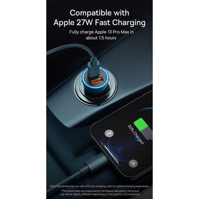 Baseus Golden Contactor Max Dual Fast Charger Car Charger USB-A + USB-C 60W - Dark Gray, , large image number 4