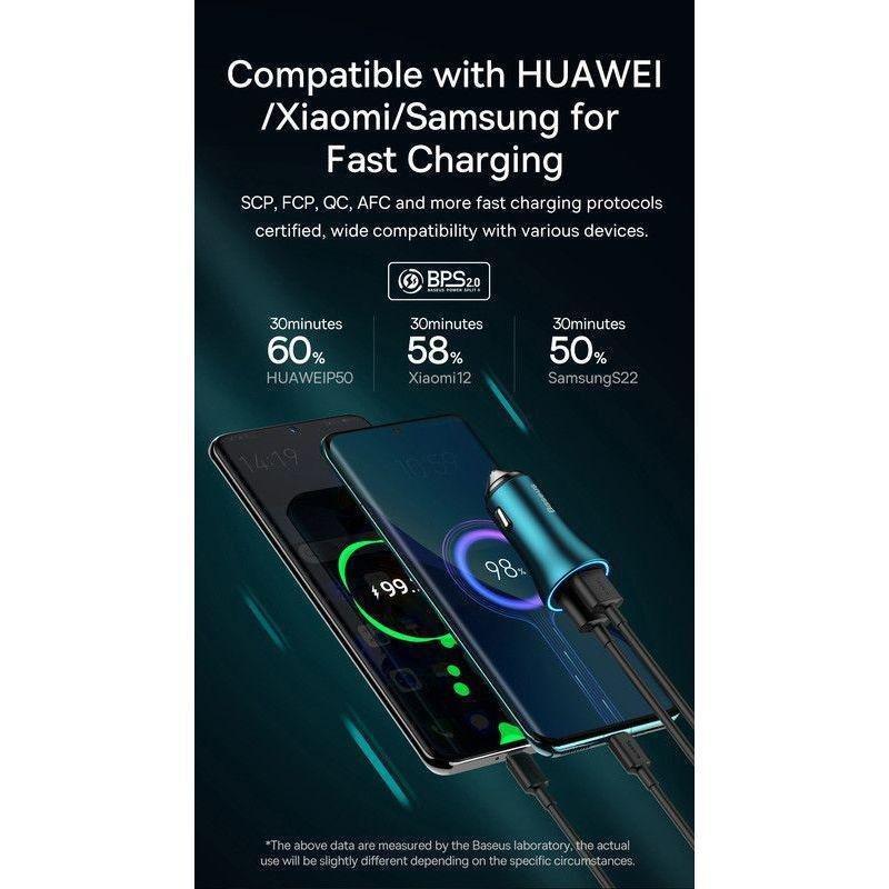 Baseus Golden Contactor Max Dual Fast Charger Car Charger USB-A + USB-C 60W - Dark Gray, , large image number 5