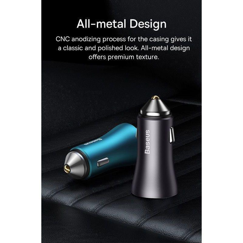 Baseus Golden Contactor Max Dual Fast Charger Car Charger USB-A + USB-C 60W - Dark Gray, , large image number 6