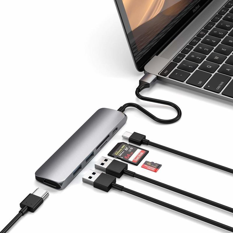Satechi Hub Type-C Slim Multimedia Adapter V2 Space Grey, , large image number 0