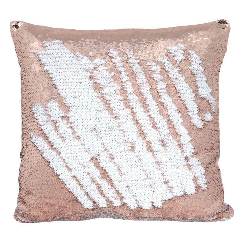 SOMETHING DIFFERENT - Something Different Pink and White Reversible Sequin Filled Cushion