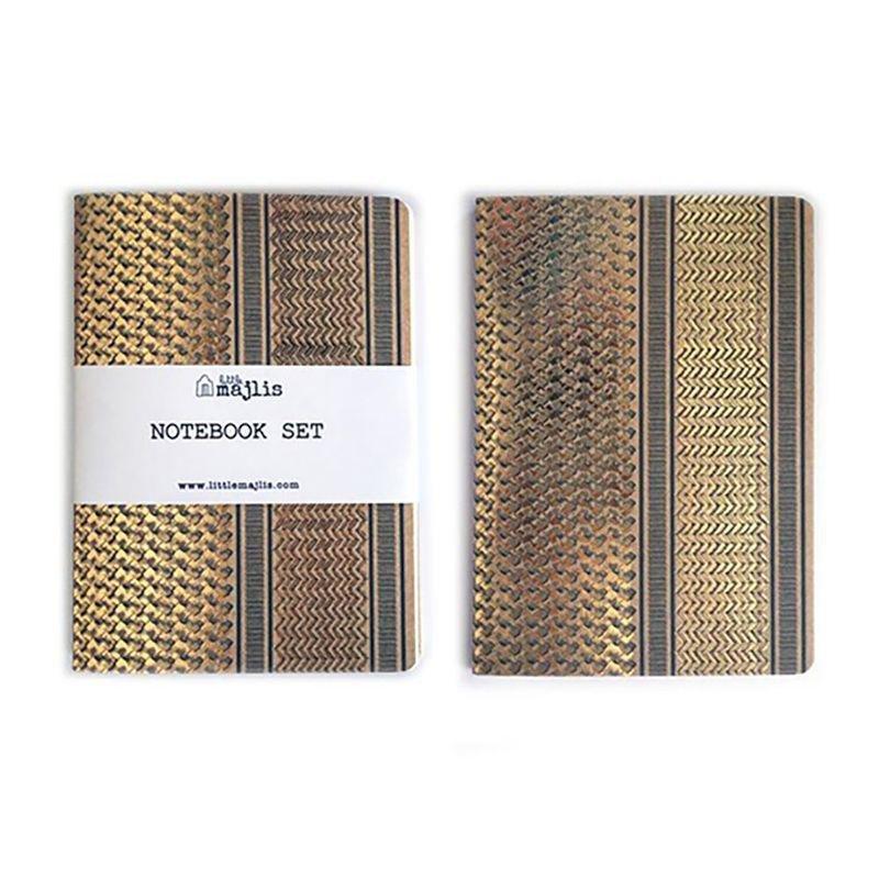 Little Majlis Ghutra Gold A5 Notebook Set Of 2, , large image number 0