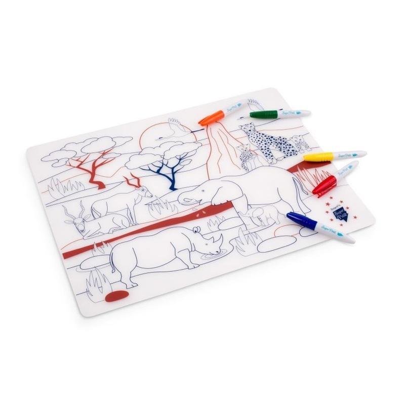 Super Petit Wildlife African Savanna Silicone Colouring Mat Kit, , large image number 0