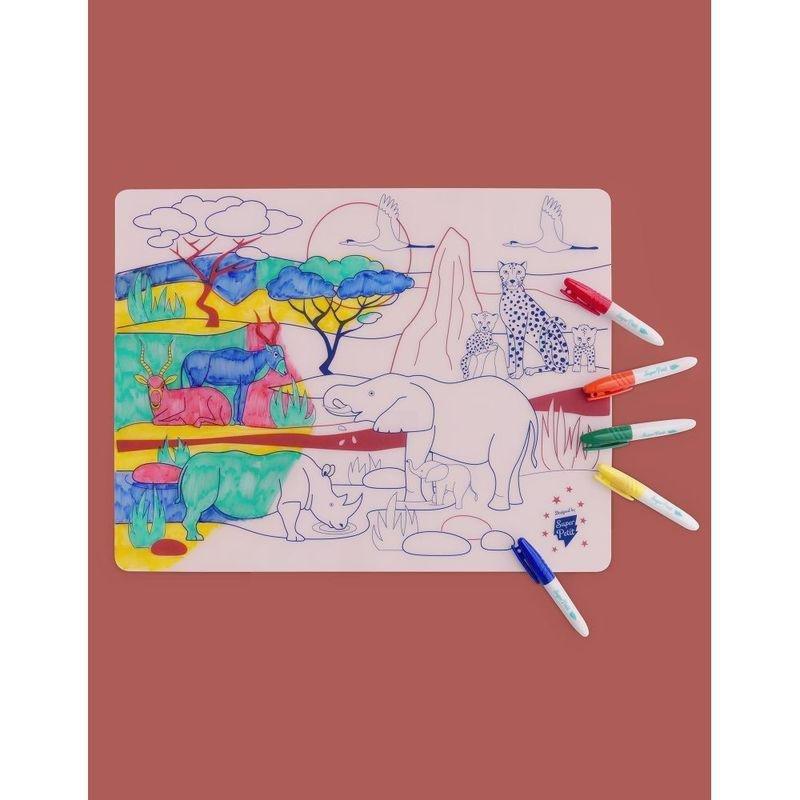 Super Petit Wildlife African Savanna Silicone Colouring Mat Kit, , large image number 4